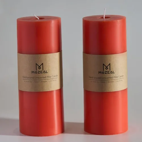 Miniatura 122 de MOZEAL Velas grandes sin perfume vertidas a mano de 3 x 8 pulgadas, sin humo, juego de 2, combustión lenta, sin goteo, aproximadamente 150 horas