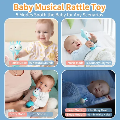 Miniatura 3 de alilo Smarty Bunny Sonajero de Bebé con Luces Musicales, Juguetes para Recién Nacidos de 0-3-6-12-18-24 Meses, Regalos para Niños y Niñas de 1 Año