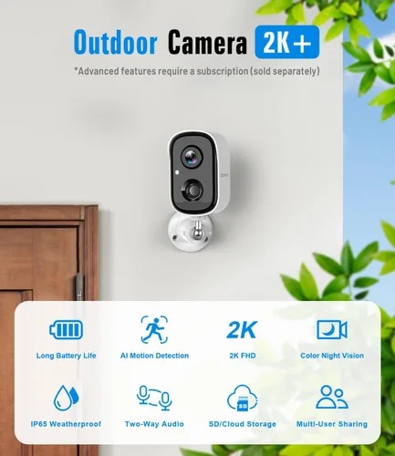 Miniatura 2 de Cámaras de seguridad inalámbricas para exteriores, cámaras 2K para seguridad en el hogar con visión nocturna a color, almacenamiento SD/nube, mayor