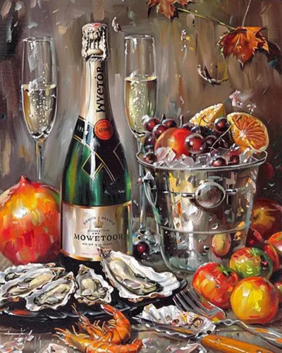 Miniatura 20 de Pintura de frutas por números para adultos, pintura al óleo digital de uva, sandía, naranja, melocotón, ciruela, lienzo, pintura acrílica, divertida