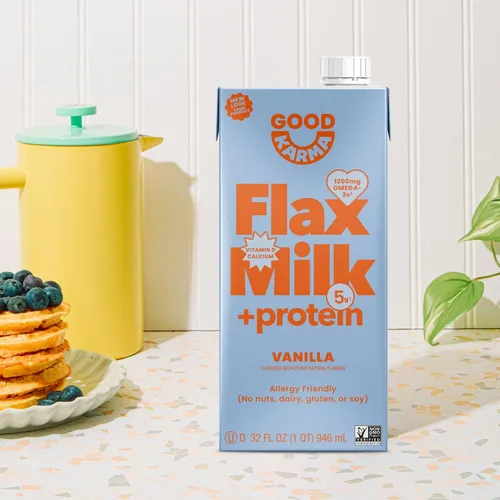 Miniatura 5 de Good Karma Leche de lino y vainilla + proteína, 32 onzas (paquete de 6), alternativa a la leche no láctea, a base de plantas con 0.28 oz de proteína