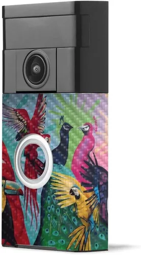 Miniatura 10 de MightySkins - Piel de fibra de carbono para timbre de video con anillo – Madera abstracta Acabado de fibra de carbono texturizado protector