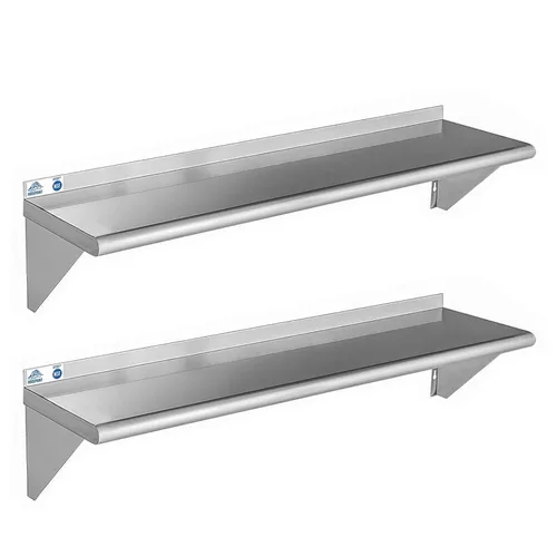 Miniatura 14 de ROCKPOINT Estante de acero inoxidable de 12 x 24 pulgadas, 250 libras, estantes comerciales de metal NSF para montaje en pared, estantería flotante