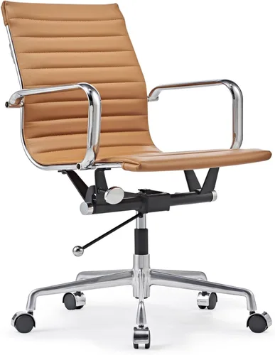 Miniatura 8 de Soporte de espalda media con reposabrazos ergonómico para oficina, escritorio giratorio ajustable de cuero vegano, sillas de recepcionista