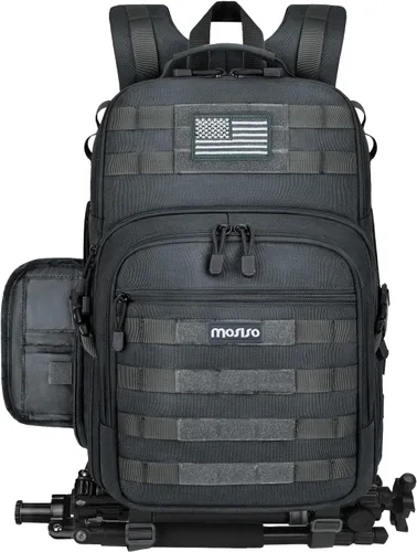 Miniatura 8 de MOSISO Mochila para cámaras tácticas, funda para cámara DSLR/SLR/sin espejo con compartimento para portátil, compatible con Canon/Nikon/Sony