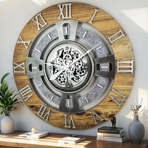 Miniatura 23 de ImprovingLife The Gears Reloj de pared con engranajes móviles reales línea Inglaterra (Verde Aguamarina, 24 pulgadas (60 cm))
