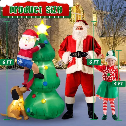 Miniatura 2 de Inflables de Navidad de 6 pies de alto para exteriores, árbol de Papá Noel, decoración de perro, luces LED integradas, divertidas decoraciones