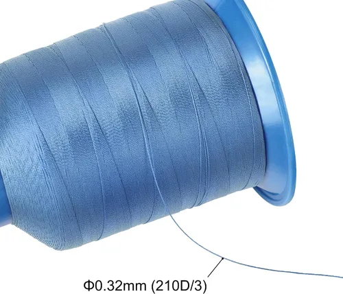 Miniatura 3 de uxcell Hilo de coser de poliéster extrafuerte de 1312 yardas, hilo de tapicería de 210D/0.013 in para costuras manuales y a máquina (azul)