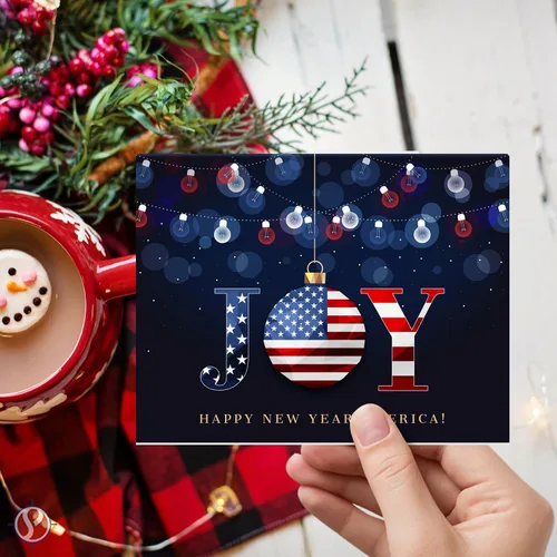 Miniatura 4 de 2026 Feliz Año Nuevo América! - Tarjetas de felicitación y sobres plegables de Navidad (en blanco en el interior), tarjetas patrióticas para regalos