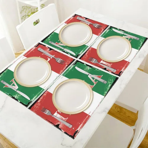 Miniatura 5 de Italia National Pridees Placemats Set of 6 Resistant Table Mats Washable Place Mats for Dinner Party Table Decoration