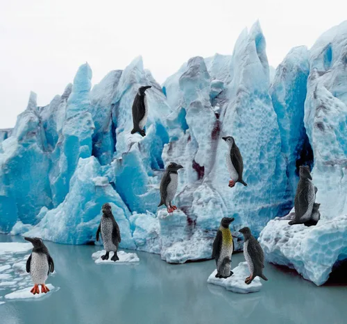 Miniatura 2 de 16 figuras de pingüino de plástico, lindas figuras de pingüino de animales del océano para niños - realista y detallado