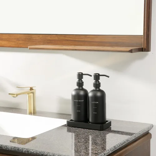 Miniatura 6 de Prus Waso Juego de Dispensador de Jabón Negro para Baño, Juego de Dispensador de Jabón y Loción con Bomba de Acero Inoxidable, Perfecto