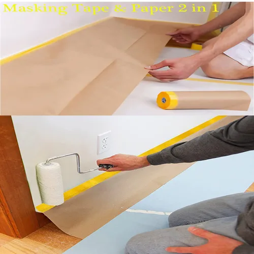 Miniatura 2 de xianshengle Papel de enmascarar precintado para pintar, cinta y drape de 20 pulgadas x 50 pies, papel para pintores, papel para pintores