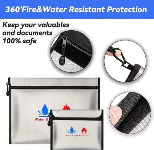 Miniatura 3 de Bolsas de documentos resistentes al fuego, incluyendo un juego de bolsas de seguridad resistentes al fuego, de 15 x 11 pulgadas y 9 x 7 pulgadas