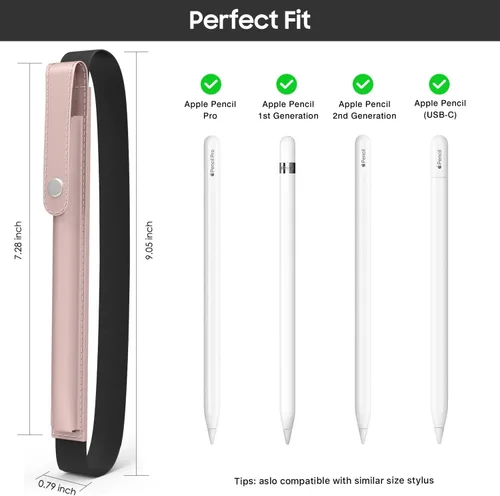 Miniatura 2 de MoKo Soporte para lápiz para Apple Pencil Pro, Apple Pencil de 1ª/2ª generación, iPencil (USB-C), Funda de cuero PU para lápiz de iPad con hebilla