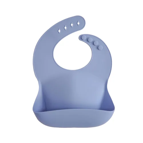 Mushie - Babero de silicona para bebé, ajustable y resistente al agua (azul polvo)