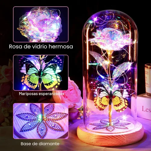 Miniatura 2 de Beferr Regalos de cumpleaños para mujeres, rosa de cristal de galaxia, flores preservadas para siempre, rosa iluminada en cúpula de cristal, regalos