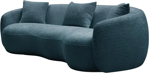 Miniatura 4 de Moderno sofá curvado de 4 asientos en tela transpirable 93.6 pulgadas de ancho elegante sofá de sala de estar con marco de madera maciza