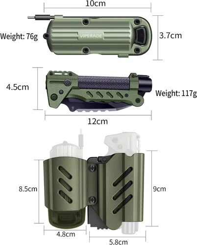 Miniatura 6 de VIPERADE VAK6 Multiherramienta de supervivencia con cuchillo plegable, linterna LED, encendido por pulso y generador de manivela, cuchillo