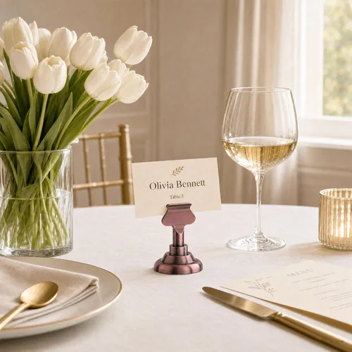 Miniatura 8 de ERYTLLY Paquete de 16 tarjeteros de mesa de 1.7 pulgadas, tarjeteros de acero para bodas, cumpleaños, fotos, notas de notas, restaurantes