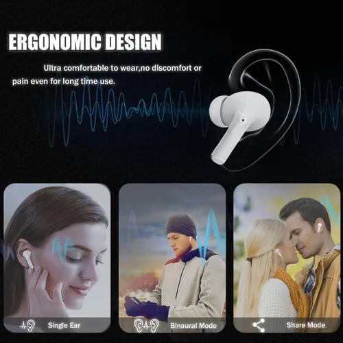 Miniatura 7 de Auriculares inalámbricos Pro 2 Bluetooth 5.3 con micrófono integrado con cancelación de ruido con funda de carga, 40 horas de reproducción, IPX7