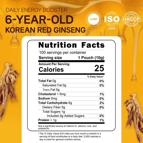 Miniatura 6 de Extracto de ginseng rojo coreano de 6 años y miel real 100 palitos Sabor dulce 15% miel australiana Apoyo diario para hombres y mujeres