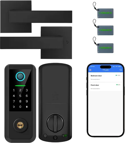 Cerradura de puerta de entrada sin llave con juego de manija, cerradura de puerta delantera inteligente con juego de teclado, cerrojo digital de