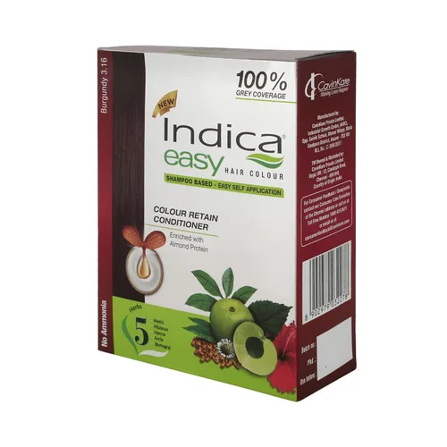 Indica Easy Shampoo Based Color de cabello Borgoña | Paquete de 3