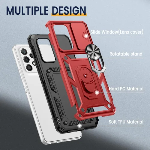 Miniatura 3 de Goton Funda compatible con Samsung Galaxy A53 5G con cubierta de cámara y anillo de soporte con protector de pantalla de vidrio templado, grado
