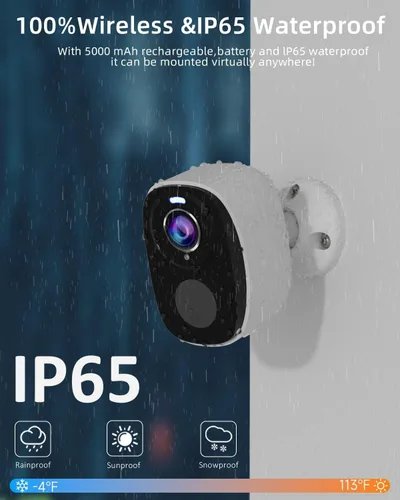 Miniatura 5 de ELECCTV Cámaras de seguridad WiFi 5G/2.4G inalámbricas para exteriores, cámaras WiFi alimentadas por batería 2K con detección de movimiento AI