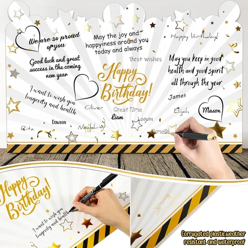 Miniatura 3 de Tiamon Tarjeta de felicitación grande de 25 x 16 pulgadas, libro de invitados gigante, tarjeta de feliz cumpleaños, libro de invitados de plástico