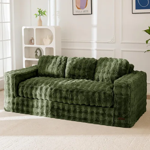 Miniatura 9 de MAXYOYO Sofá de dos plazas para sala de estar, sofá pequeño acolchado sin estructura, cómodo sillón tipo puf para espacios pequeños, dormitorio
