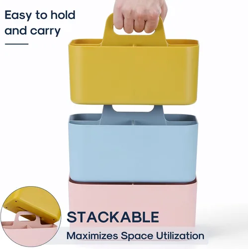Miniatura 7 de Organizador Caddy Multiusos con Asa - Contenedor Tote de Plástico Apilable - Suministros de Arte y Manualidades, Oficina, Escritorio, Papelería