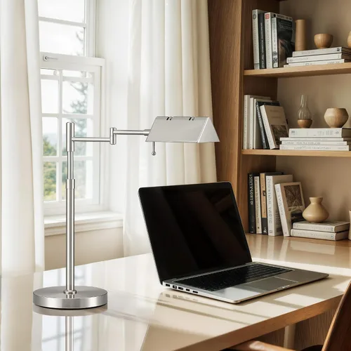 Miniatura 2 de VONLUCE Lámpara LED de escritorio, lámpara de mesa de metal ajustable de estilo industrial, lámpara de lectura regulable para sala de estar