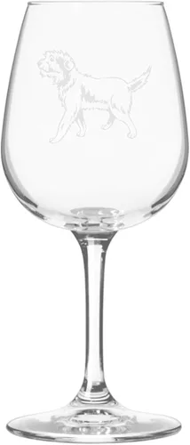 Miniatura 299 de Copa de vino de 12.75 onzas con diseño de perro grabado