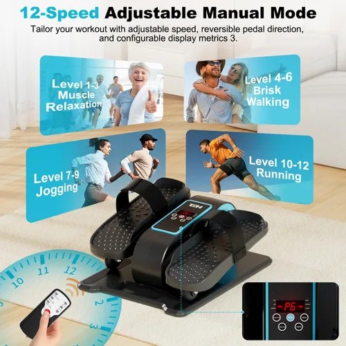 Miniatura 7 de TDH Under Desk Elliptical Machine,Electric Leg Exerciser as Seen on Tv for Seniors Adults,Portable Quiet Pedal Exerciser While Sitting with 12