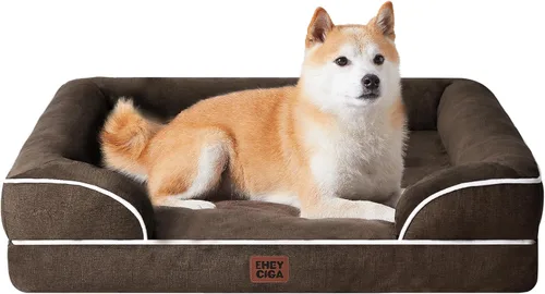 Miniatura 27 de EHEYCIGA - Cama ortopédica para perro grande, impermeable, de espuma viscoelástica y espuma tipo caja de huevos, bordes elevados, antideslizante