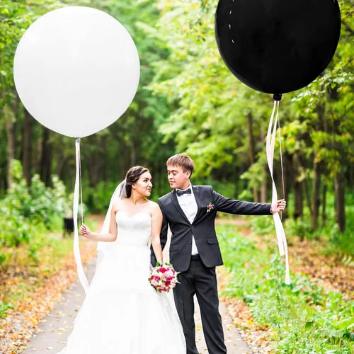 Miniatura 4 de Globos grandes de 36 pulgadas, 9 unidades, globos negros gigantes de látex, globos grandes para decoración de cumpleaños, bodas y fiestas. (Negro)
