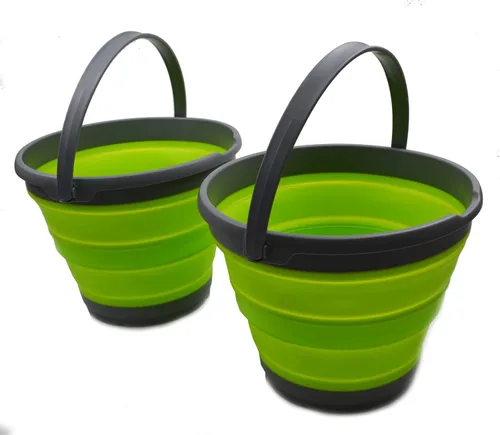 Miniatura 17 de SAMMART Cubo de plástico plegable de 10 L (2.6 galones), bañera redonda plegable, cubo de agua portátil para pesca, bote de agua para exteriores