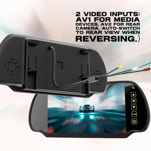 Miniatura 7 de Monitor de espejo retrovisor TFT LCD de 7 pulgadas, cámara panorámica para salpicadero, espejo retrovisor con botón táctil, 2 entradas de video