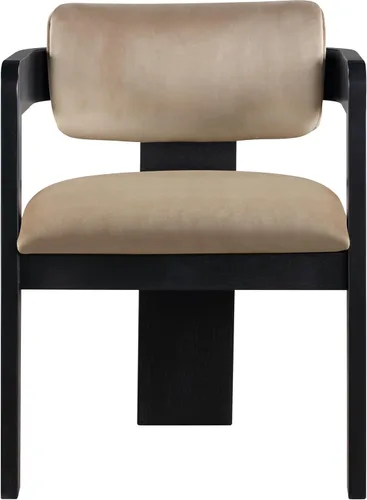 Miniatura 5 de Meridian Furniture 11095Beige-C Sacha Collection Silla de comedor Art Deco, terciopelo beige ultra lujo, terciopelo 460 GSM, madera sólida estriada