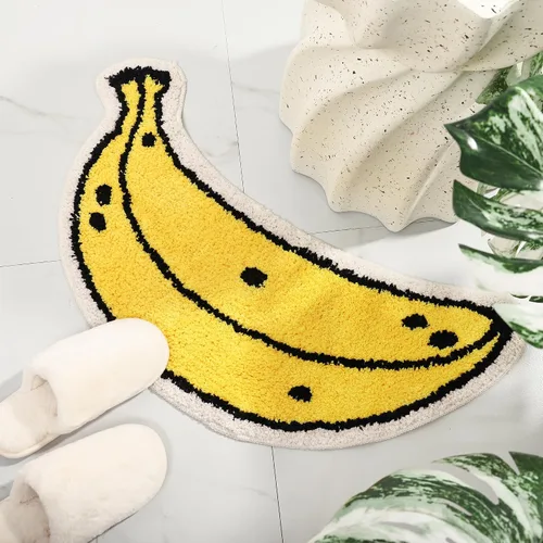 Miniatura 3 de FROZZUR Alfombra de baño de plátano, tapetes de baño para baño, bonita alfombra de bañera amarilla en forma de fruta, alfombra de baño de Navidad