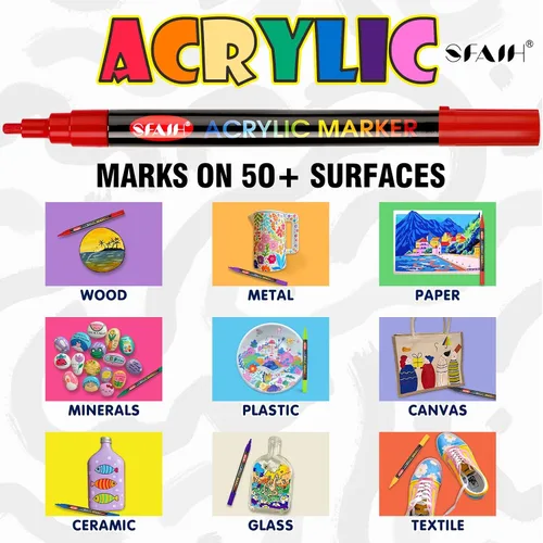 Miniatura 5 de SFAIH 36 marcadores de pintura acrílica vibrantes, cobertura ultra alta, bolígrafo de pintura fina de 0.04 a 0.079 pulgadas para cualquier