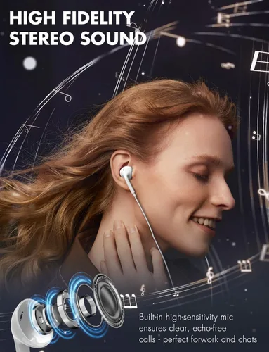 Miniatura 6 de Auriculares con cable, llamadas ultra claras y sin ruido: auriculares con cable de 0.138 in, auriculares intrauditivos con micrófono, compatibles