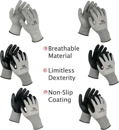 Miniatura 2 de Guantes de trabajo de seguridad resistentes a cortes de nivel 5 ACKTRA, 12 pares