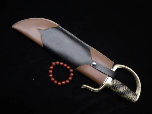 Miniatura 2 de Chinese Wing Chun - Espadas de mariposa Bart Cham Dao - Cuchillas de acero inoxidable hechas a mano con funda de cuero, accesorios de latón