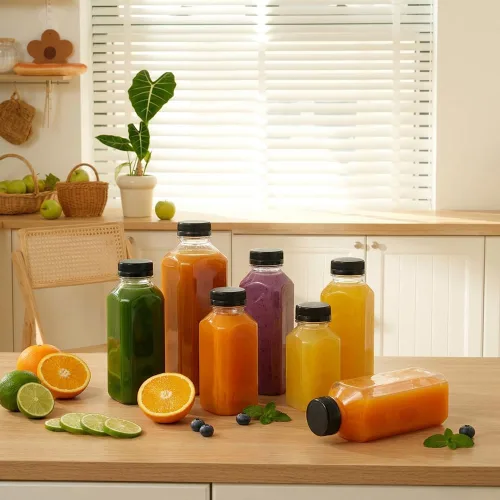 Miniatura 7 de 6 botellas pequeñas de plástico de 2 onzas con tapas, recipientes reutilizables transparentes a granel para bebidas a granel a prueba de fugas