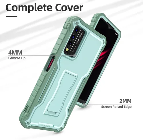 Miniatura 2 de ExoGuard Funda para T-Mobile REVVL V Plus 5G, funda de goma a prueba de golpes de cuerpo completo, protector de pantalla integrado y soporte Verde