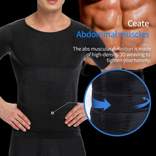 Miniatura 2 de MISS MOLY Camisas de compresión para hombre, camiseta adelgazante, chaleco moldeador para ocultar ginecomastia Moobs capa base camisetas sin mangas
