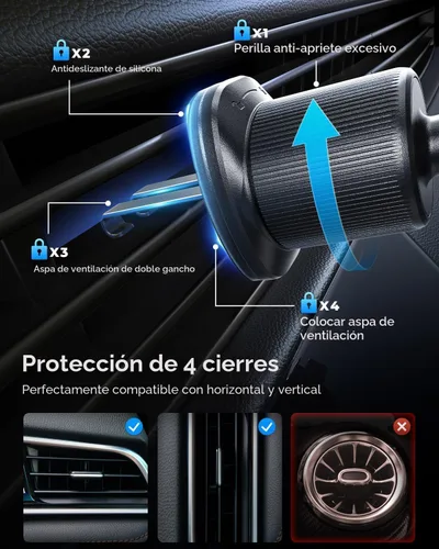 Miniatura 4 de MRGLAS Soportes de teléfono mejorados para tu automóvil con clip de gancho de metal, práctico soporte de teléfono celular para ventilación de aire
